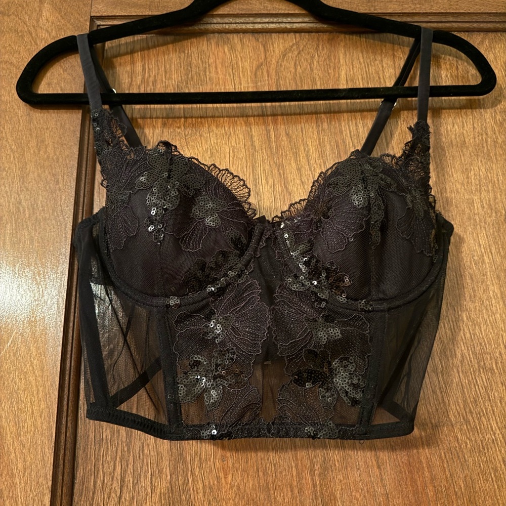 Elegant Black Lace Bustier Fluer du Mal Top